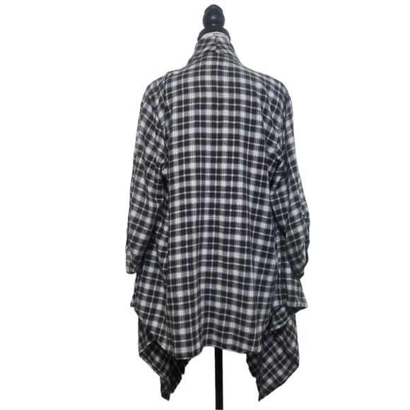 Knox Rose Dark Brown White Plaid Open Waterfall Shawl Cardigan Size Large - Picture 5 of 12